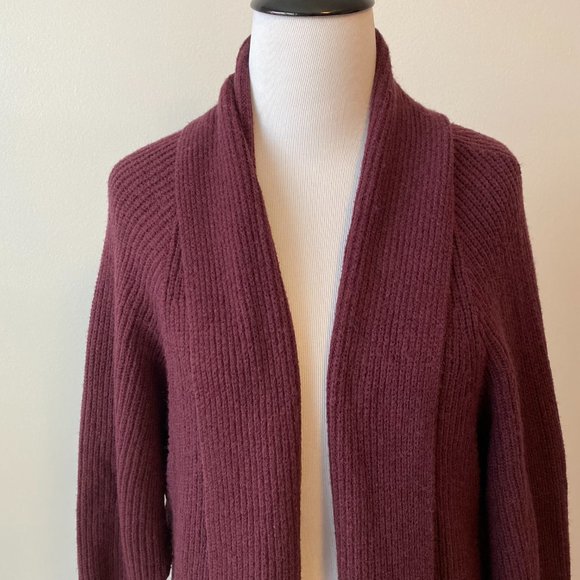 Leith Dolman Sleeve Long Cardigan Burgundy NWT - Picture 2 of 9